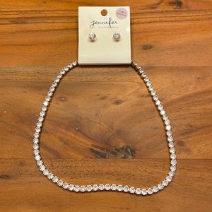 Necklace and earrings ring set with CZ